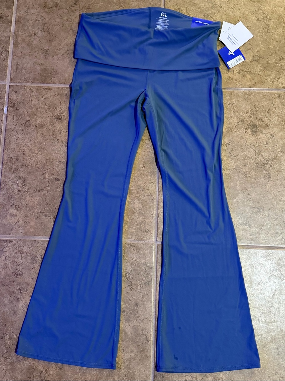 JoyLab Royal Blue Fold-Over Flare Yoga Pants vintage indigo Blue exercise Jog JL